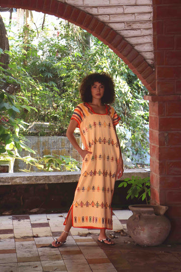 Huipil Dress San Juan striped orange
