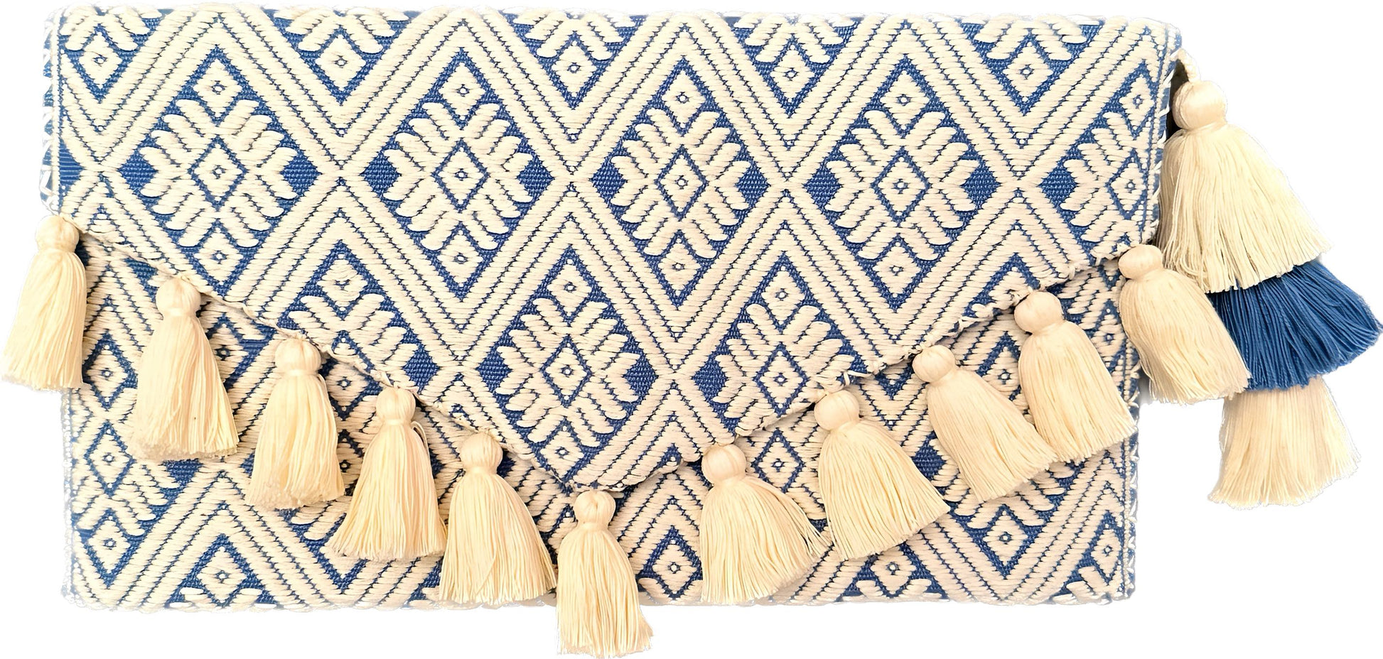 Ofelia clutch bag ecru blue