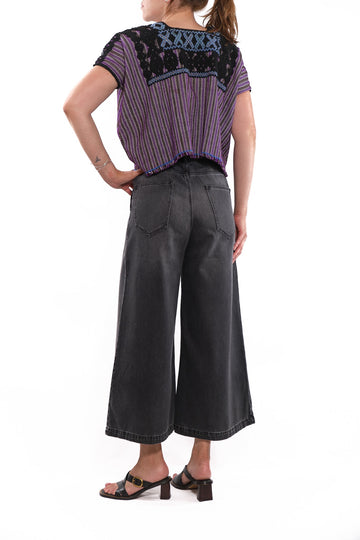 Chenalho Blouse striped with black brocade embossed