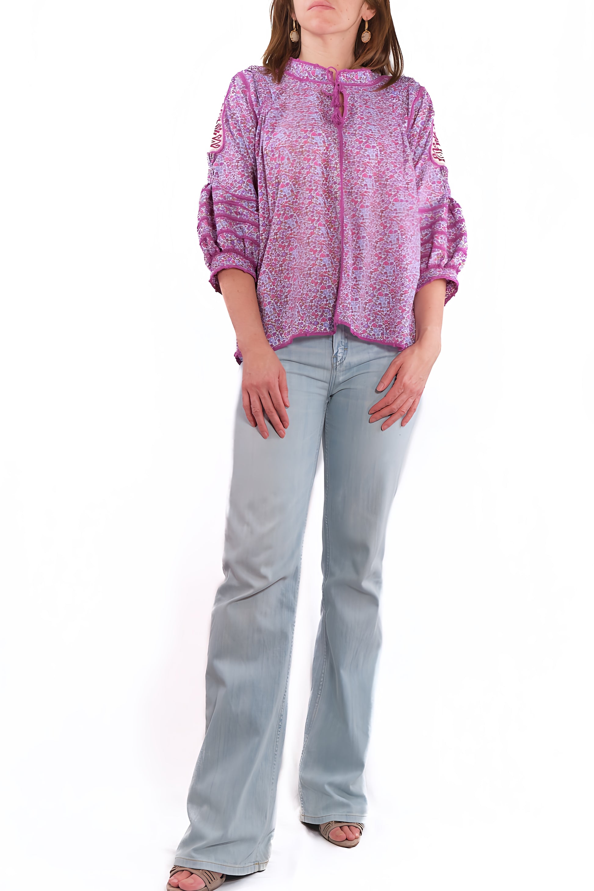 Odilia Blouse lilac with flowers front