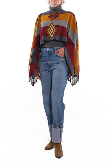 Maria Stripped Cape warm colors