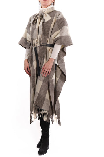 Sandra long wool cape big squares