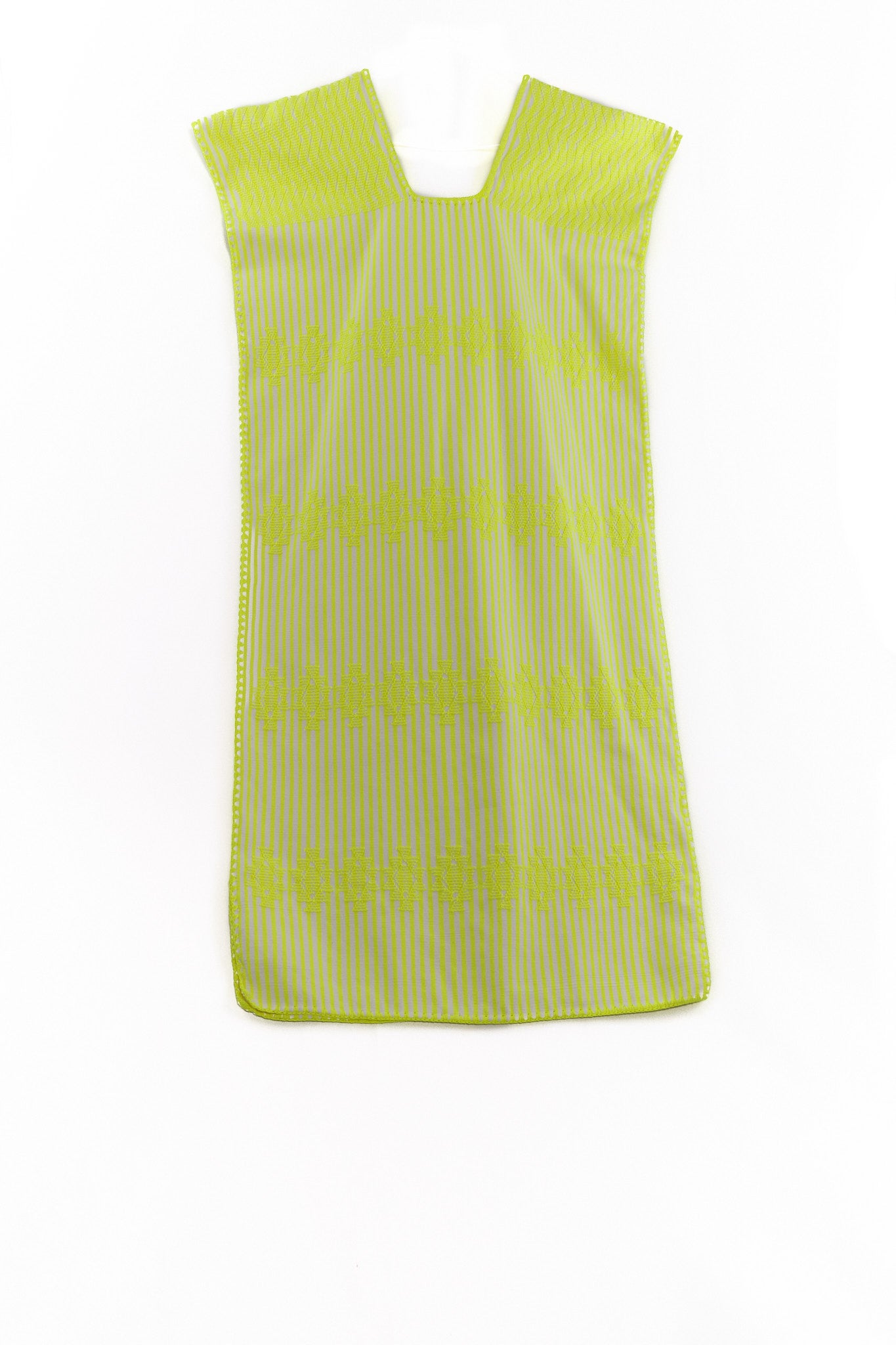 Huipil Dress San Juan yellow neon striped GARMENT
