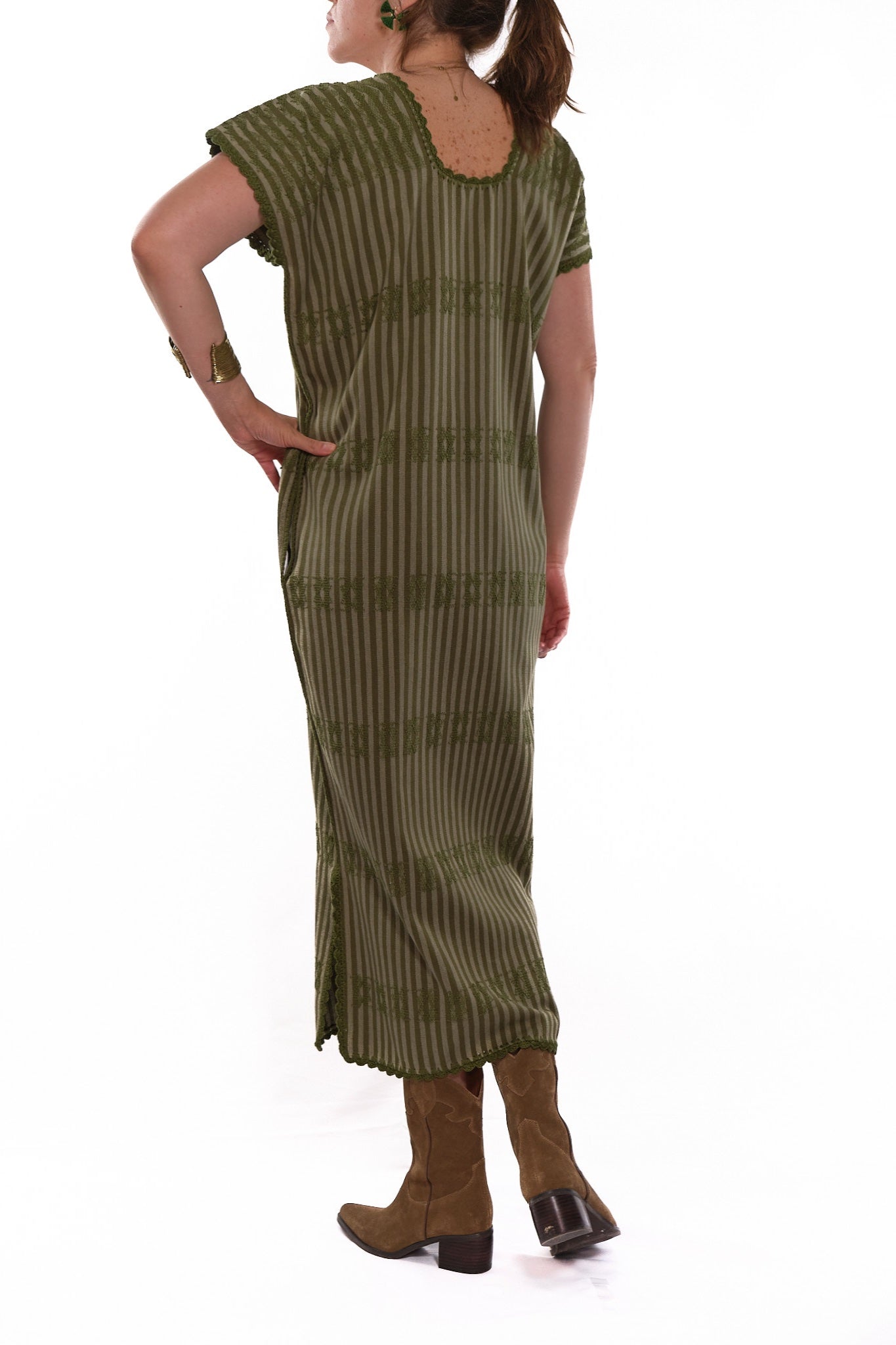 Huipil Dress San Juan green striped