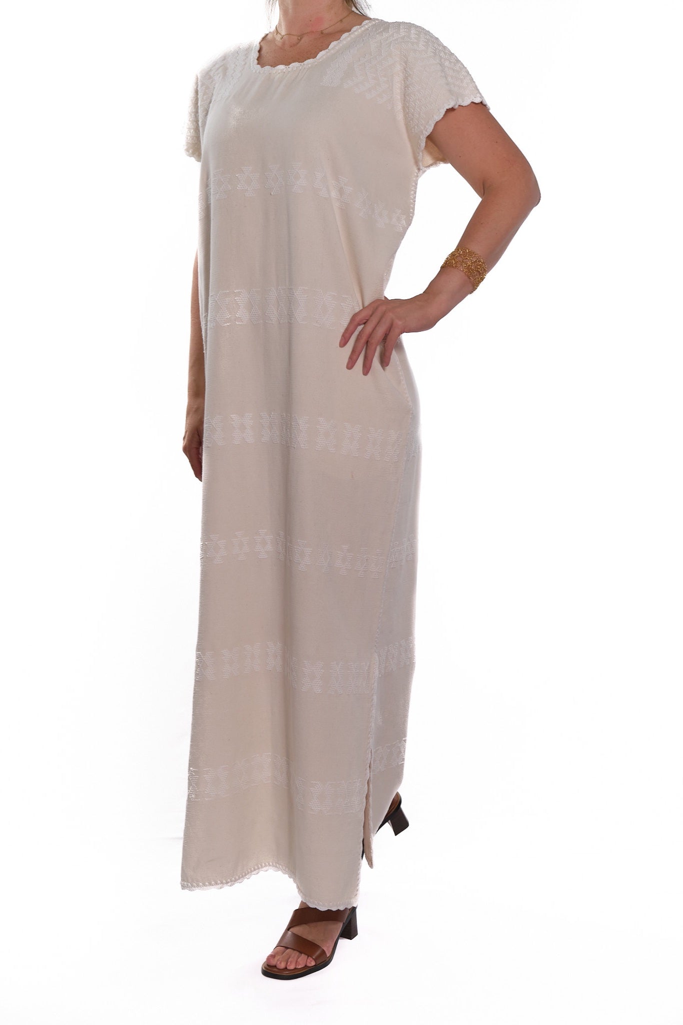 Huipil Dress San Juan white ecru