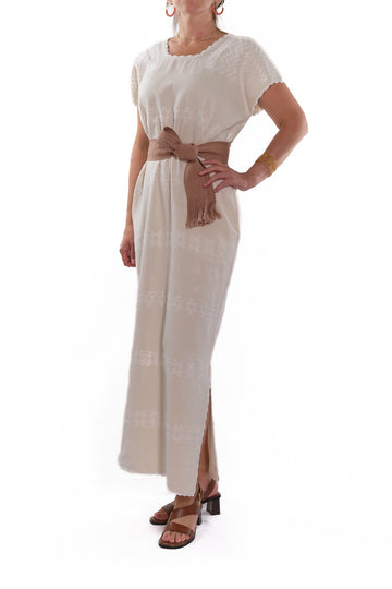 Huipil Dress San Juan white ecru
