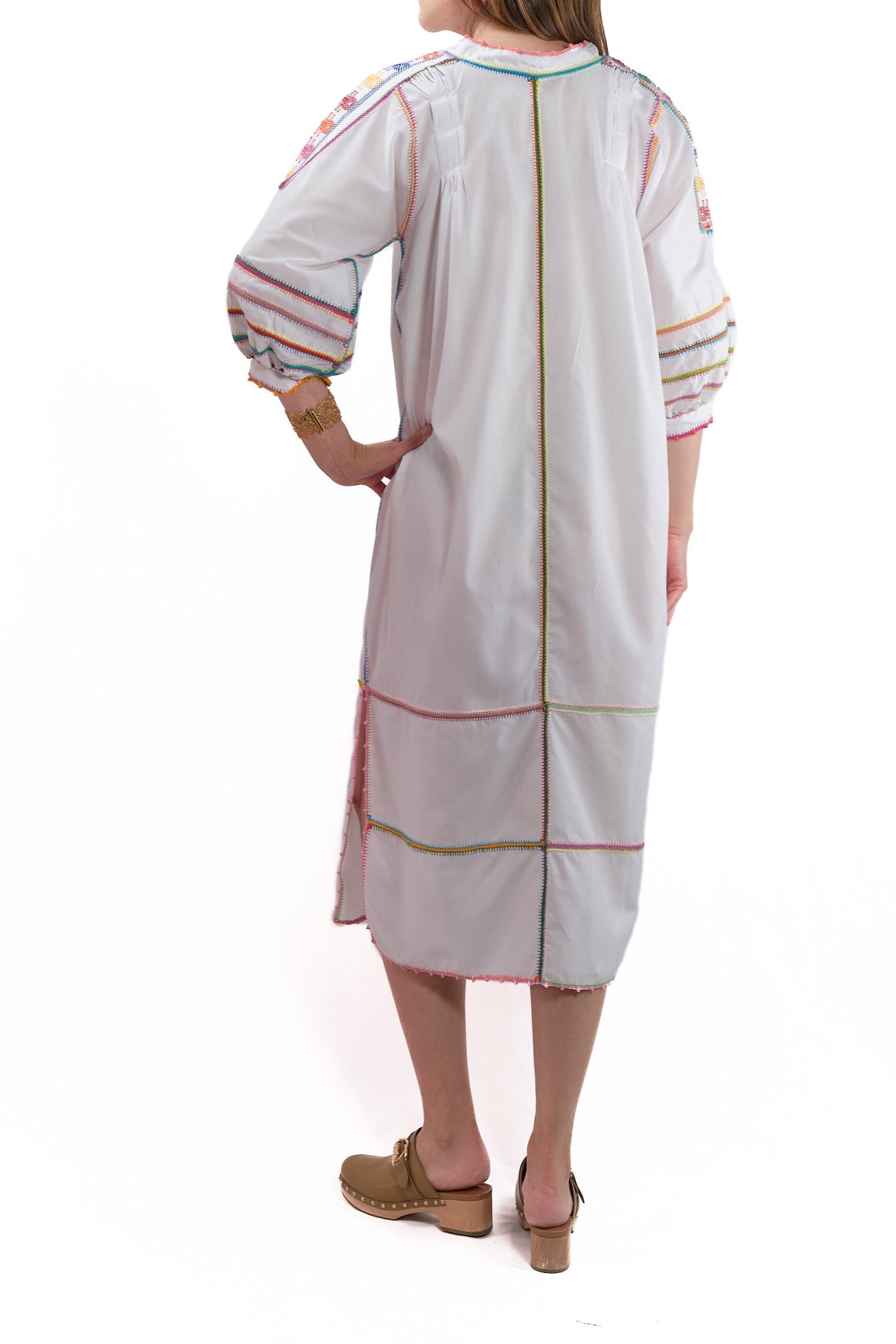 Odilia Dress white with multicolor embroidery