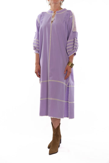 Odilia Dress lilac with white embroidery