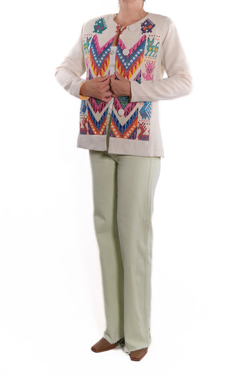 Arcoiris Jacket ecru white multicolor embroidery