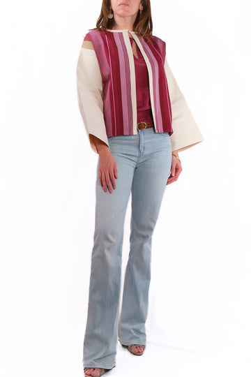 Lourdes Jacket ecru white with pink colors