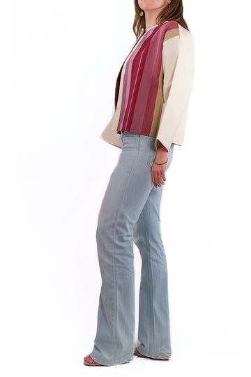 Lourdes Jacket ecru white with pink colors side