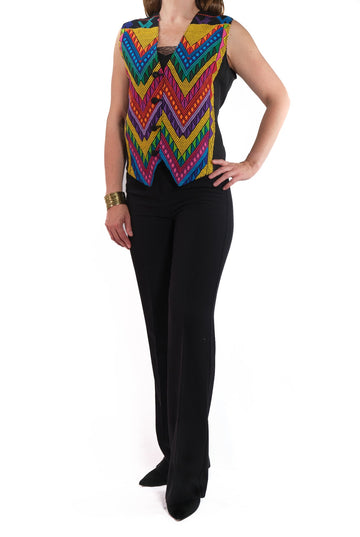 Arcoiris Vest black multicolor embroidery