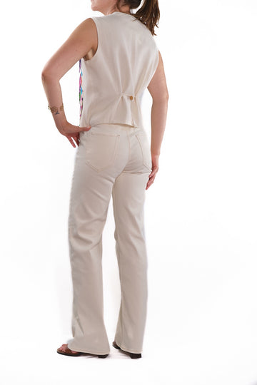 Arcoiris Vest Ecru White Multicolor Embroidery