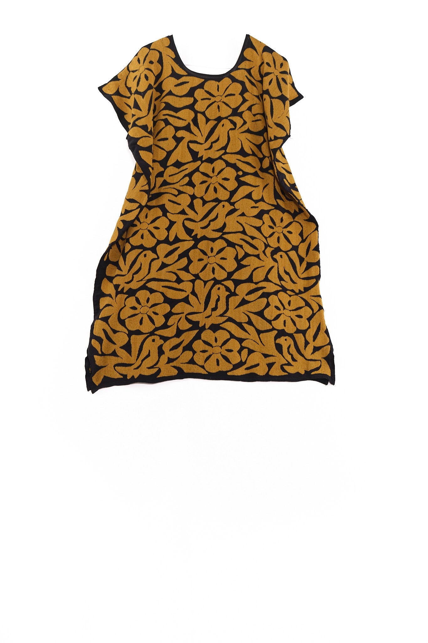 Adelina Dress black with mustard embroidery garment
