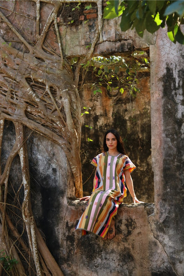 Huipil Dress San Juan striped multicolor