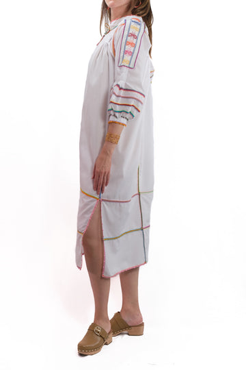 Odilia Dress white with multicolor embroidery