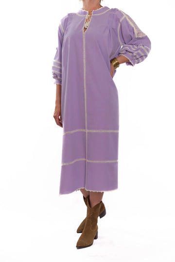 Odilia Dress lilac with white embroidery