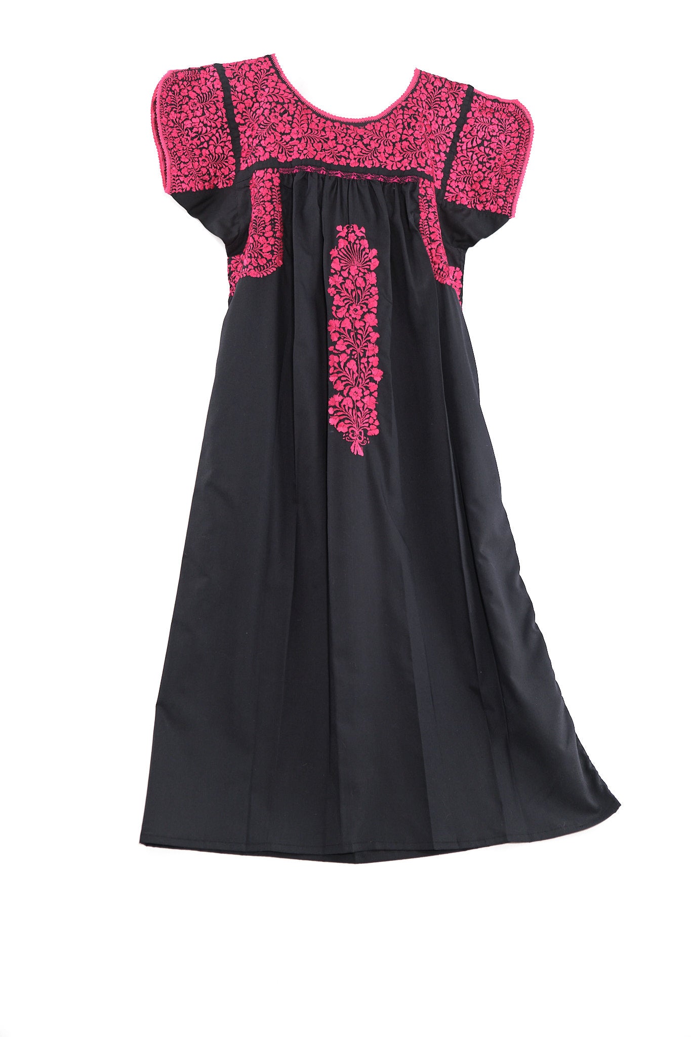 San Antonino Dress black with pink embroidery GARMENT