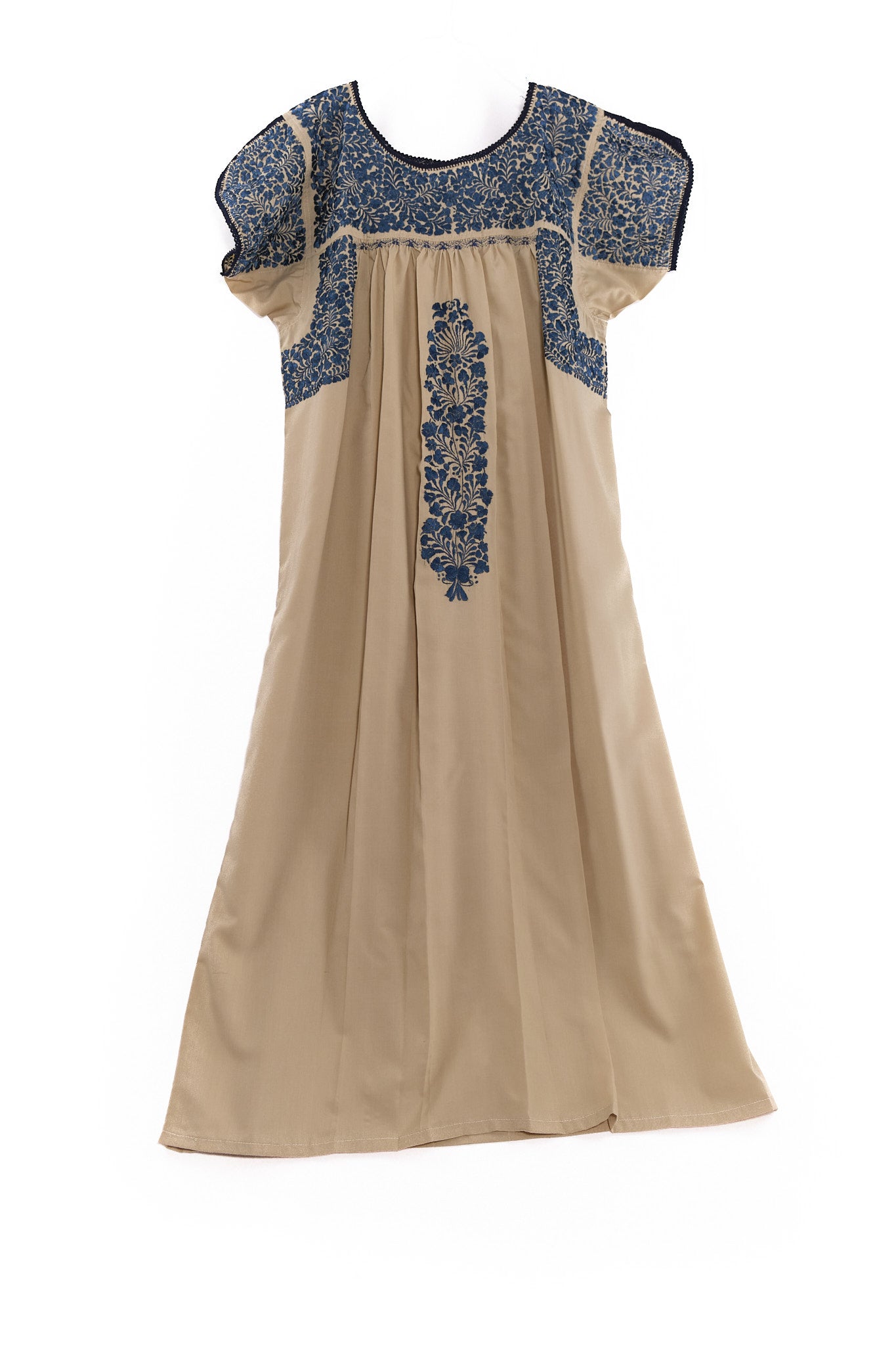 San Antonino Dress beige with blue embroidery garment