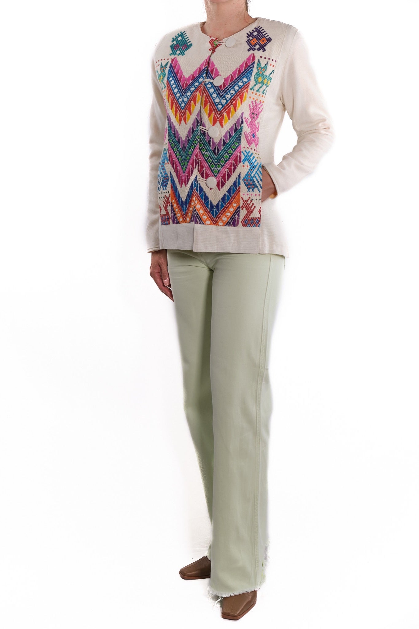 Arcoiris Jacket ecru white multicolor embroidery