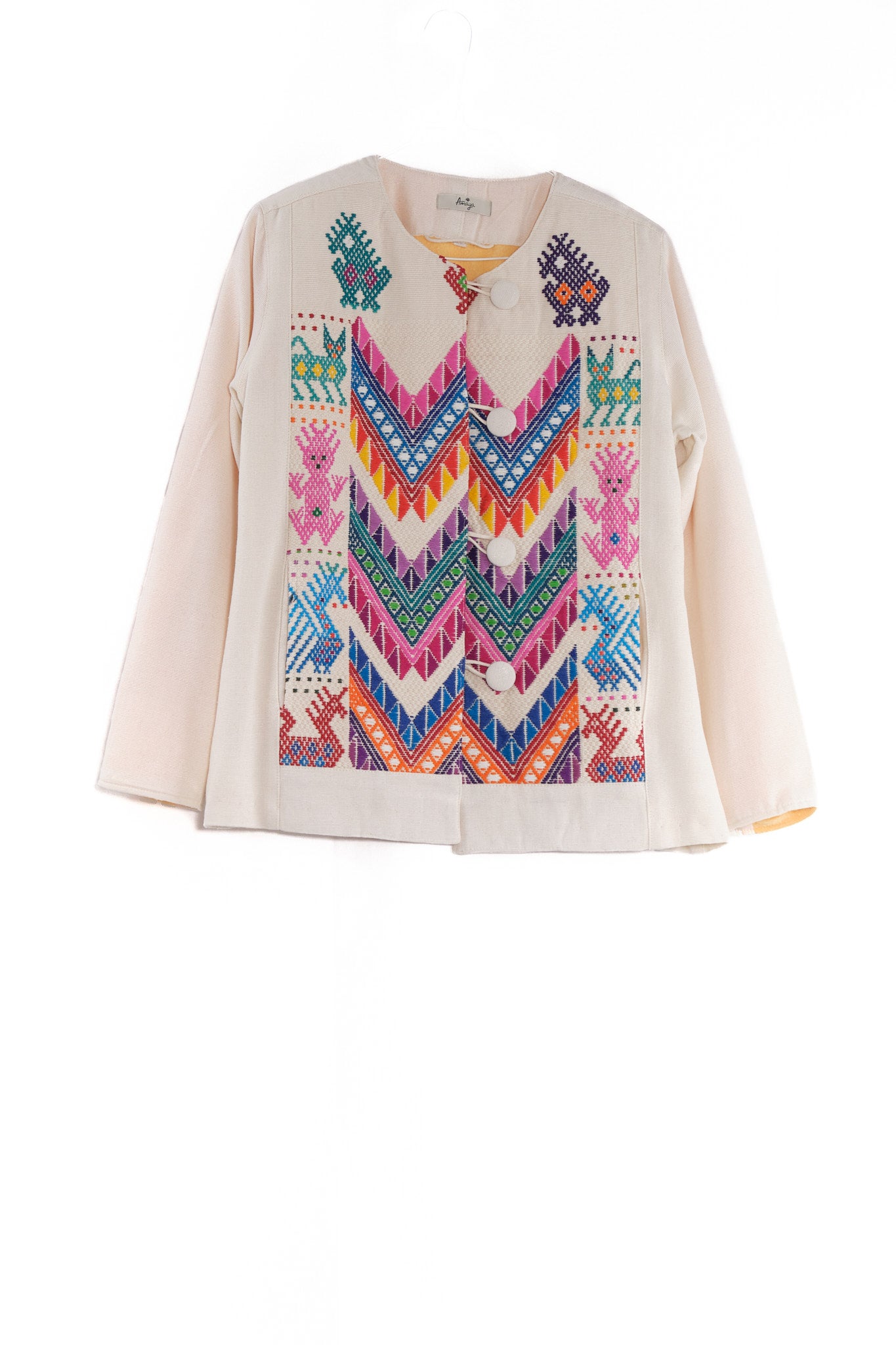 Arcoiris Jacket ecru white multicolor embroidery  garment